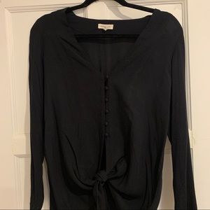 Silence & Noise Long Sleeve Tie Top